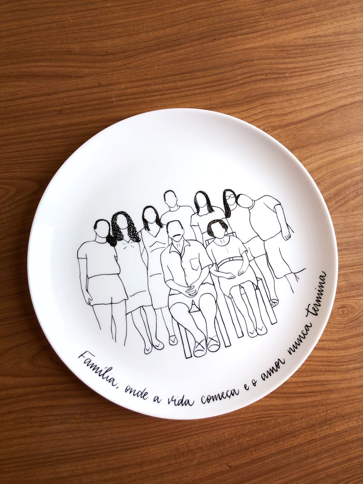 Prato com Ilustração 10 pessoas